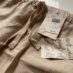 100% Flax Linen Maxi Skirt wjth Drawstring and Pockets